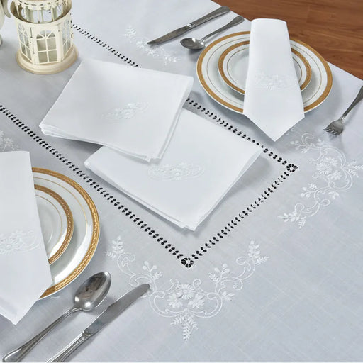 Chamomile Elegance White Table Linen Set by Jimo Lace