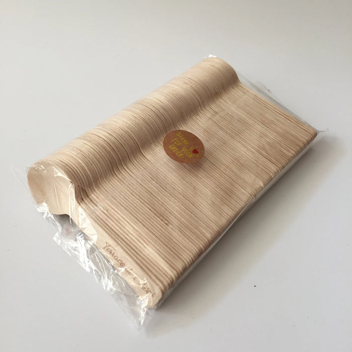 100 Personalized Eco-Friendly Birch Wood Mini Spoons