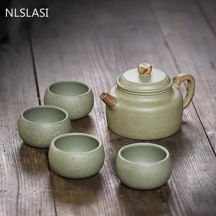 Tranquil Elegance: Handcrafted 5-Piece Serenity Purple Clay Tea Set for the Ultimate Tea Experience