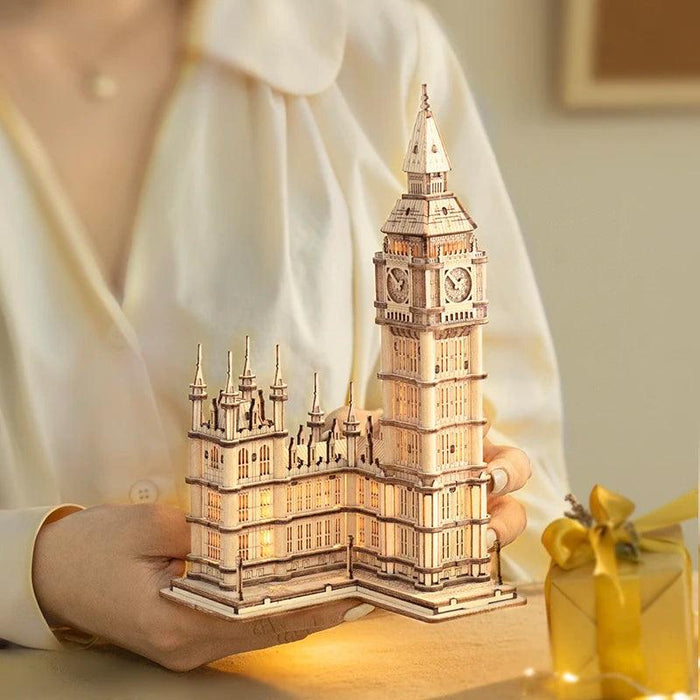 3D Architectural Wooden Puzzle Set: Build Big Ben, Tower Bridge & Five-Storied Pagoda - Ideal Educational Gift for Kids and Architecture Fans