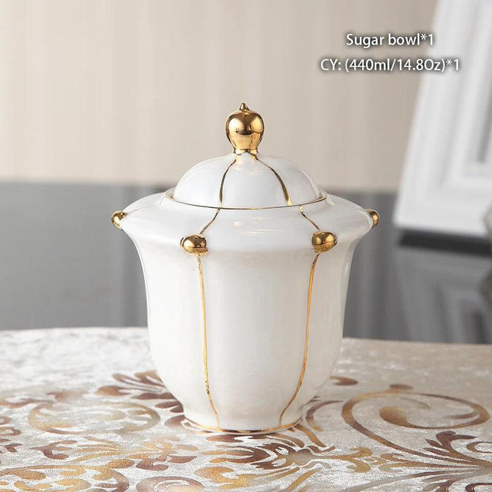 Elegant Royal Gold Pearl Bone China Tea & Coffee Set - Luxurious Collection for Exquisite Teatime