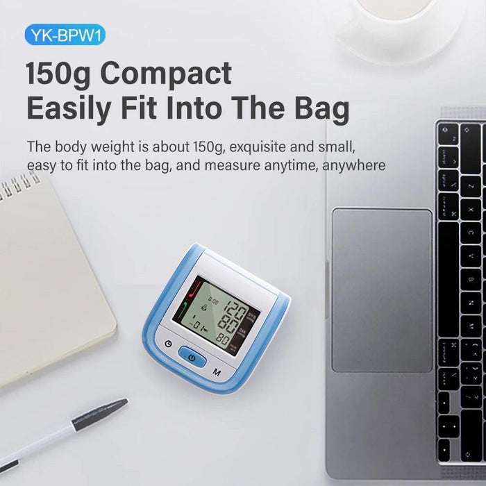 Portable Automatic Wrist Blood Pressure Monitor with Heart Rate Monitoring - Easy-to-Use Design