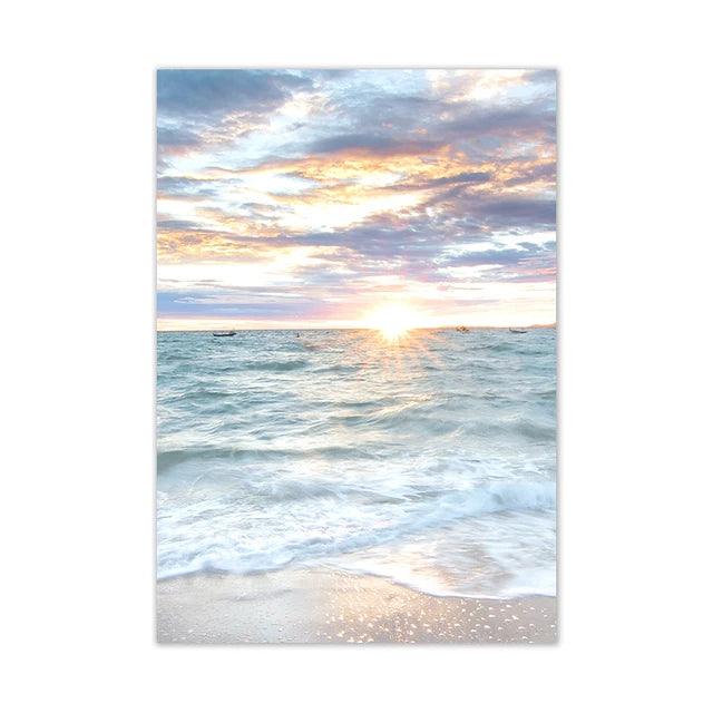 Coastal Serenity Sunrise Canvas Print - Ocean Waves Home Decor