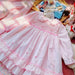 Charming Handmade Long Sleeve Pink Cotton Dress with Floral Embroidery for Girls