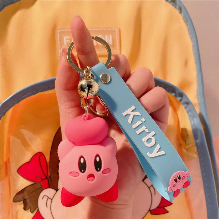 Cute Pink Kirby Keychain with Waddle Dee Doo Design - Perfect Gift for Kids and Anime Fans