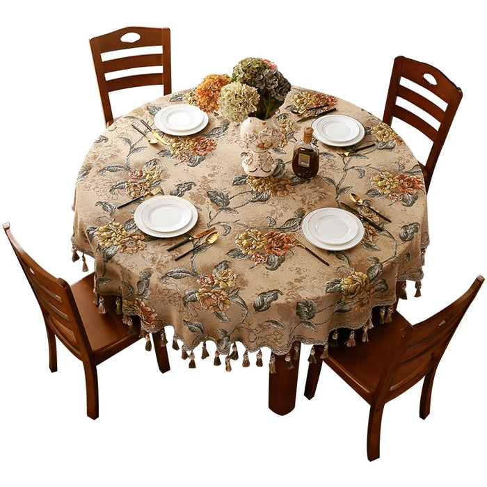 Elegant European Round Dining Table Cover for 1.8m to 2m Tables