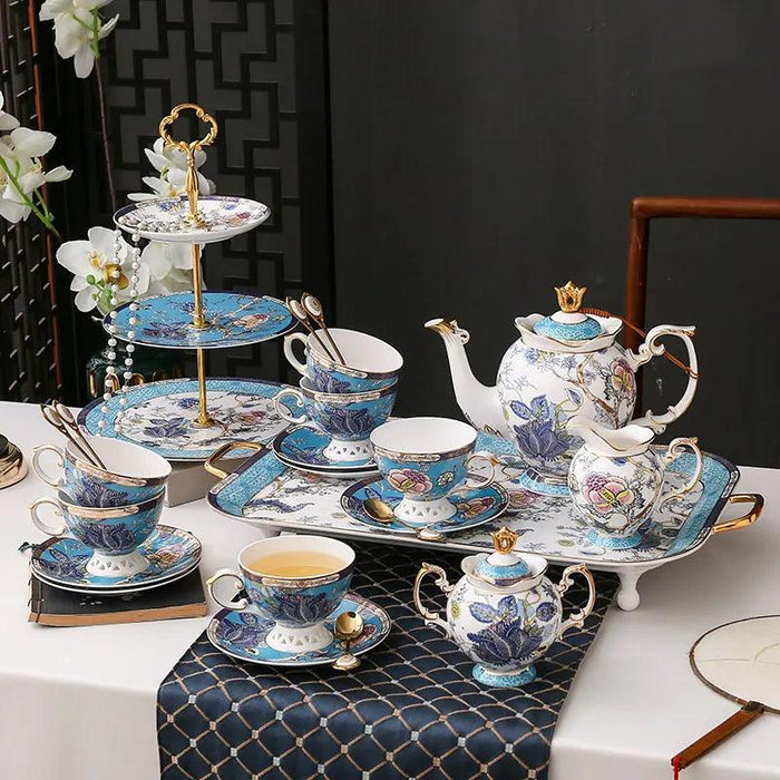 Elegant European Fine Bone China Tea and Coffee Service Set