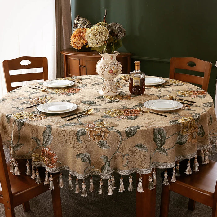 Elegant European Round Dining Table Cover for 1.8m to 2m Tables