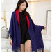 Elegant Black Tassel Poncho Scarf - Stylish Women's Winter Wrap for Warmth and Versatility