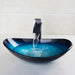 Luxurious Hand-Painted Glass Waterfall Basin Faucet Set in Stunning Blue