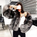 Chic Urban Elegance: Cropped Dark Silver Fox Faux Fur Jacket for Women