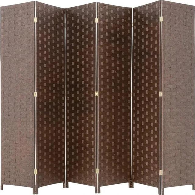 Elegant 6-Panel Wooden Folding Screen - Versatile Room Partition