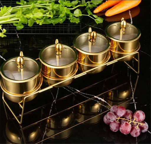 Elegant Stainless Steel Condiment Set with Wasabi Tray - Ideal for Hotpot, Dips, and More