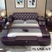 Luxury Leather Bed Frame with Massage, Storage, Safety, Speaker, and LED Lights - Deluxe Bedroom Furniture Collection