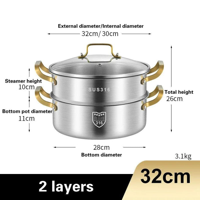 Triple Layer 316 Stainless Steel Steamer: Your Essential Kitchen Partner