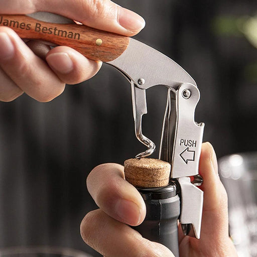 Custom Engraved Stainless Steel Wine Opener Set - Ideal Gift for Wine Lovers and Groomsmen