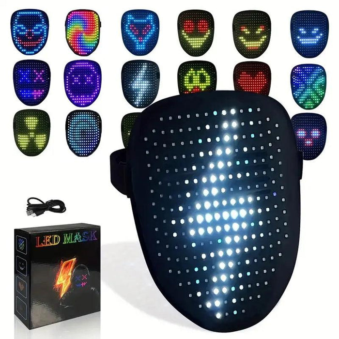 Dynamic LED Glow Mask with 50 Dazzling Patterns for Festive Fun