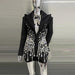 Midnight Elegance: Black Crystal Pearl Mini Dress with Chic Suit Collar