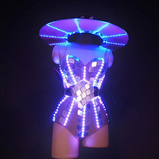 Futuristic Light-Up LED Costume Set for Women with Colorful Glow and Dance Party Vibes