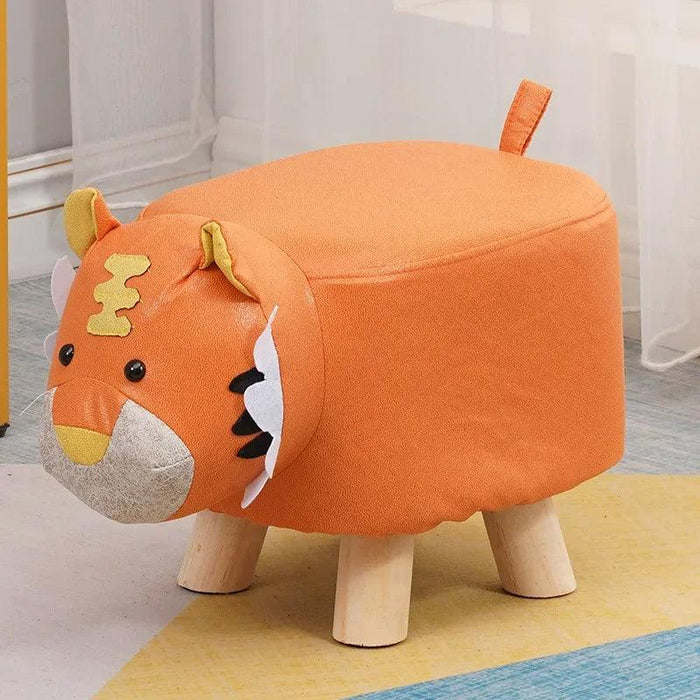 Charming Cartoon Animal Wooden Stool for Kids - Fun and Portable Shoe Changing Seat