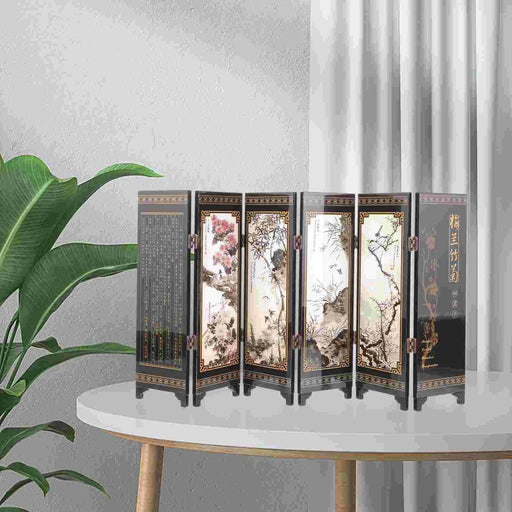 Vintage Chinese Mini Folding Desk Screen - Elegant Room Divider for Home and Office