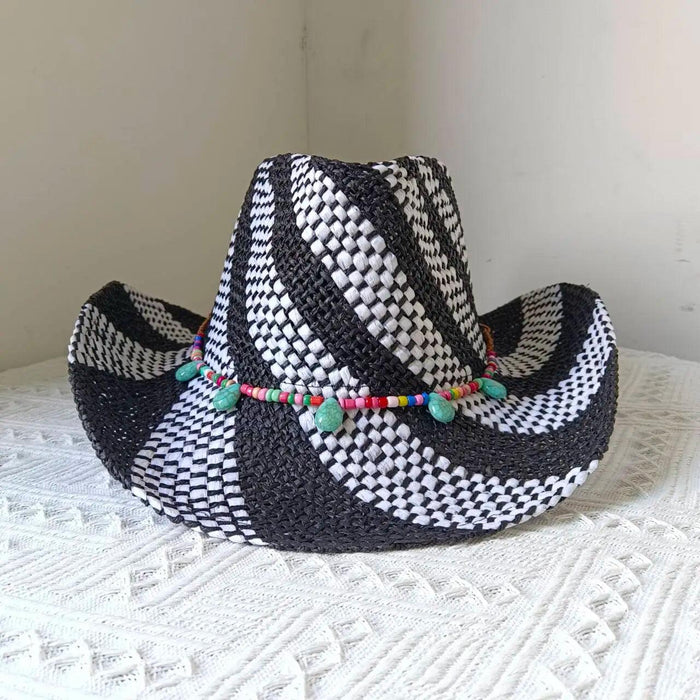 Lake Blue Western Cowboy Straw Hat Unisex with Adjustable Size