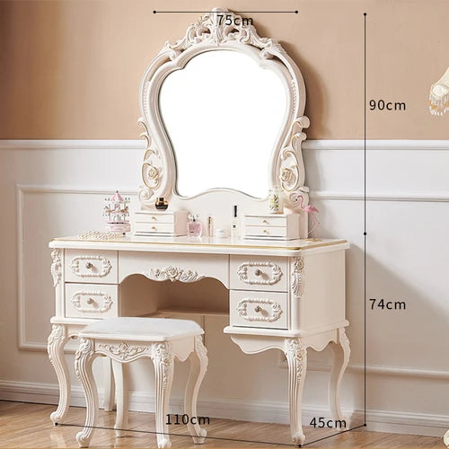 Chic European Minimalist Makeup Vanity Table