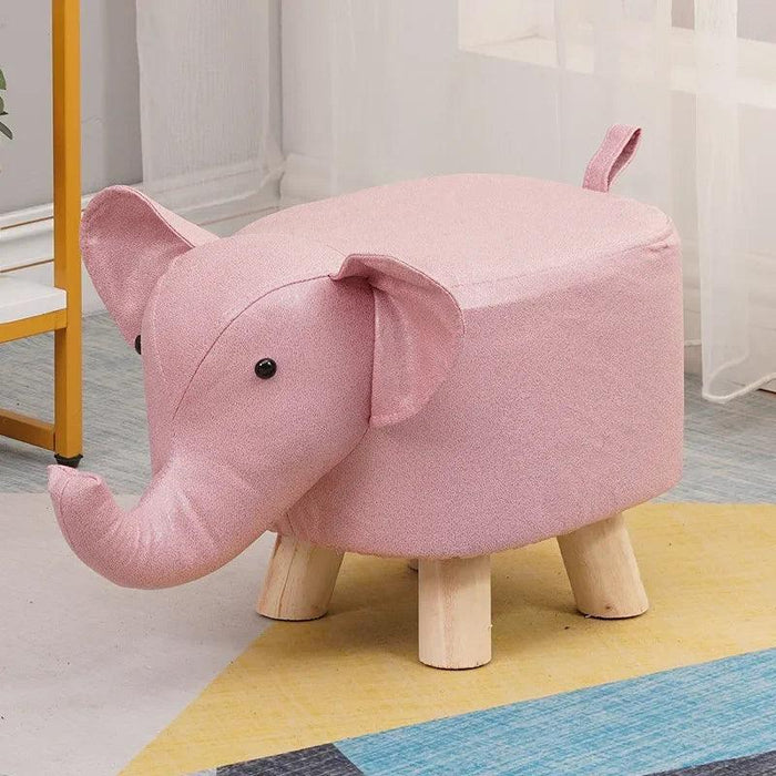 Charming Cartoon Animal Wooden Stool for Kids - Fun and Portable Shoe Changing Seat