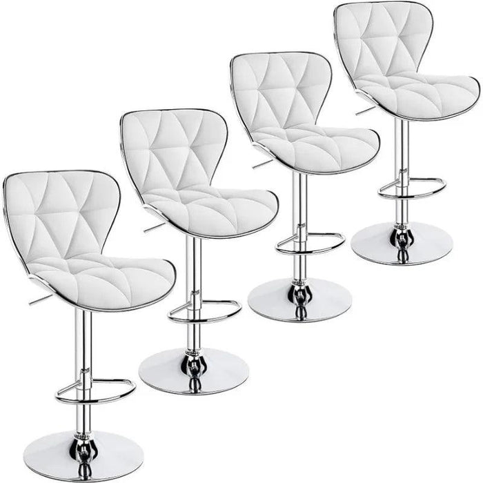 Set of 4 Retro Brown Adjustable Swivel Bar Stools with Shell Back