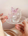 Charming Pink Bow Glass Cup and Saucer Set - 150ml Kids' Drinkware Gift