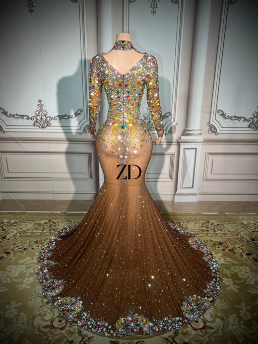 Gorgeous Plus Size Rhinestone Mermaid Evening Gown for Women