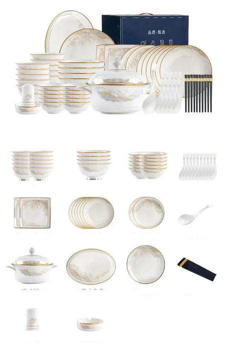 Korean Artistry-Inspired Elegant White Ceramic Dinnerware Set