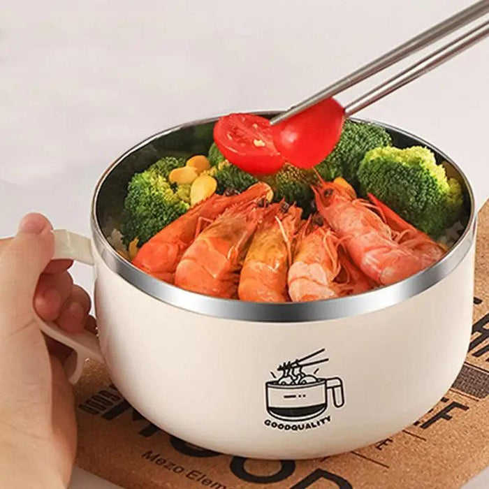 1000ml Travel-Ready Insulated Stainless Steel Bowl with Lid - Ideal for Noodles, Soups, and Salads