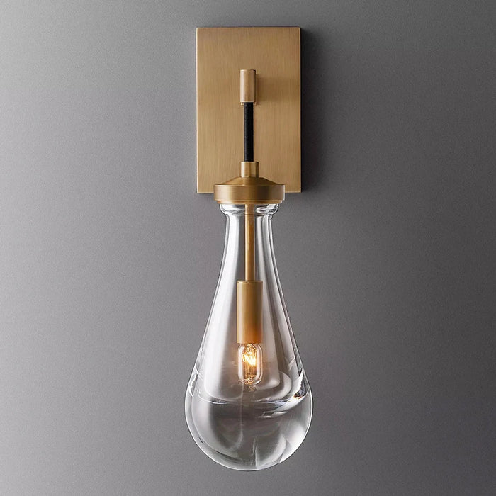 Elegant Nordic Copper Water Droplet Crystal LED Wall Sconce - Modern Lighting Fixture