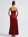 Satin Backless Maxi Gown with Spaghetti Straps for Women