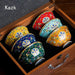 Ornate Chinese Ceramic Salad Bowl Set with Gold Trim - Elegant Enamel Tableware for Stylish Dining