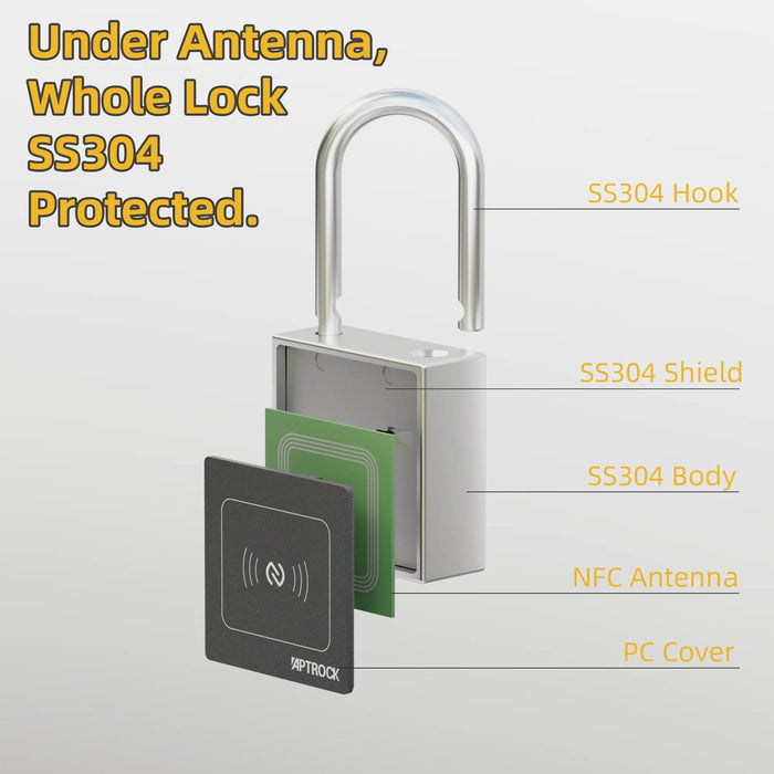 Smart NFC Lock - Keyless, Waterproof SS304 Steel Padlock with App Control for iOS/Android