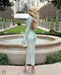 Sparkling Mint Green Long Sleeve Maxi Dress - Elegant Evening Gown for Women