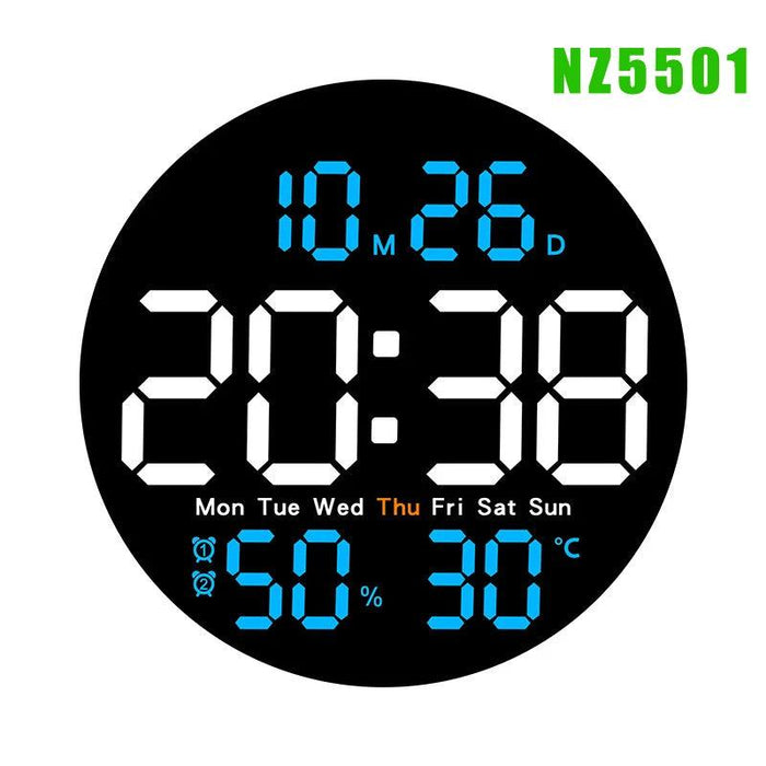 Digital LED Wall Clock with Remote Control, Dual Alarms, Calendar, and Temperature Display for Stylish Home Decor - Adjustable Brightness