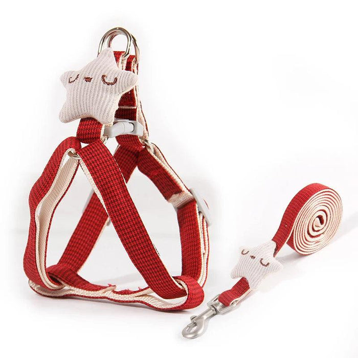 Adorable Starfish-Themed Adjustable Harness and Leash Set for Small Pets