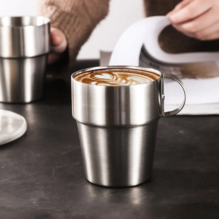 Elegant 6-Piece Set of Insulated Stainless Steel Tea Mugs for Home and Social Gatherings