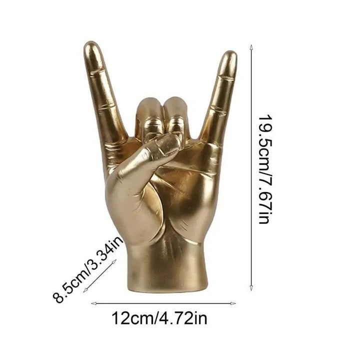 Rock and Roll Hand Gesture Sculpture for Dynamic Home Decoration