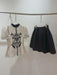 Floral Embroidery Lace Top and Pleated Skirt Set