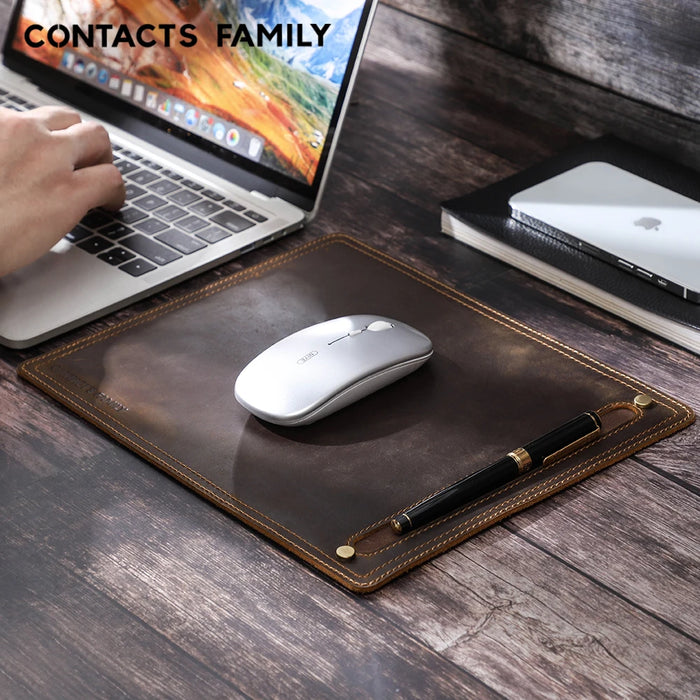 Family Comfort Anti-Slip Leather Mouse Pad with Pen Holder