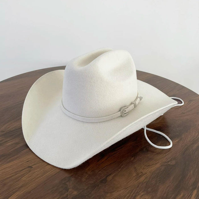 Elegant 100% Wool Cowboy Fedora Hat - XL Size with Unique Raw Edge Brim & Luxurious Satin Lining