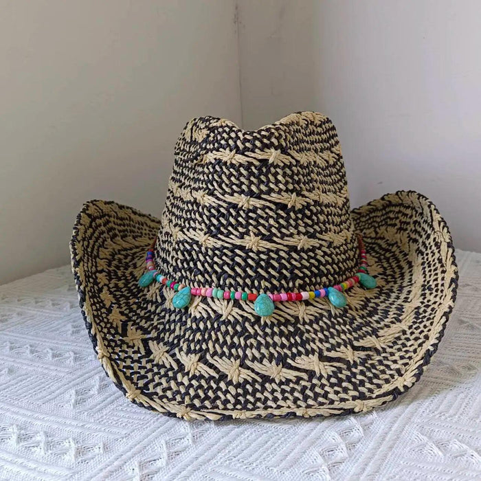 Lake Blue Western Cowboy Straw Hat Unisex with Adjustable Size