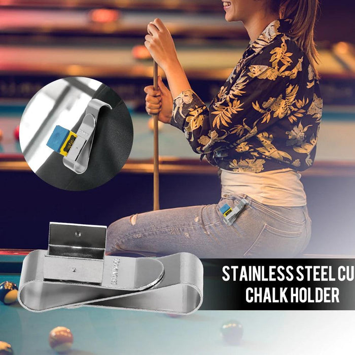 Stainless Steel Magnetic Pool Cue Chalk Holder - Essential Gear for Cue Players