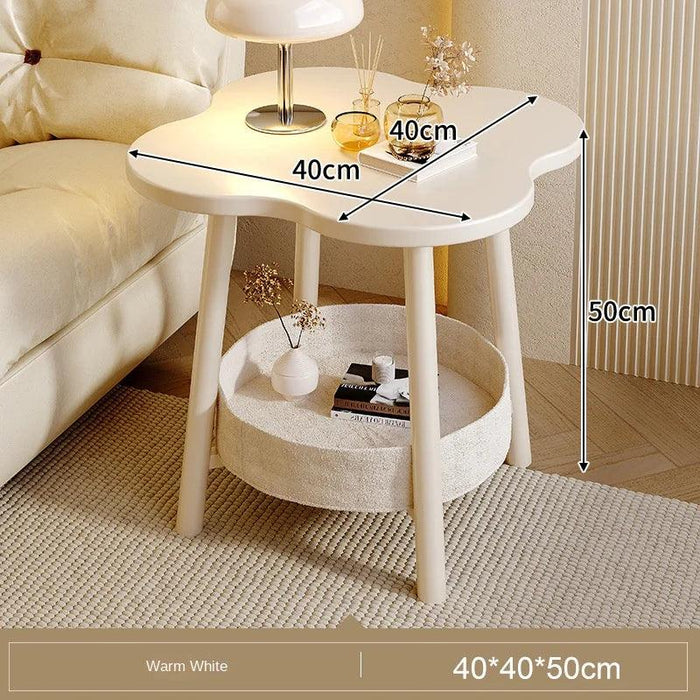 Clover-Shaped Double Tier Storage Coffee Table for Living Room and Balcony