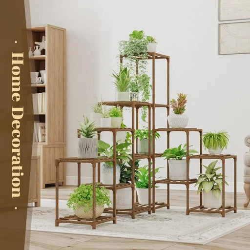 Eco-Friendly Multi-Tiered Wooden Plant Stand - Ideal for Indoor and Outdoor Decor