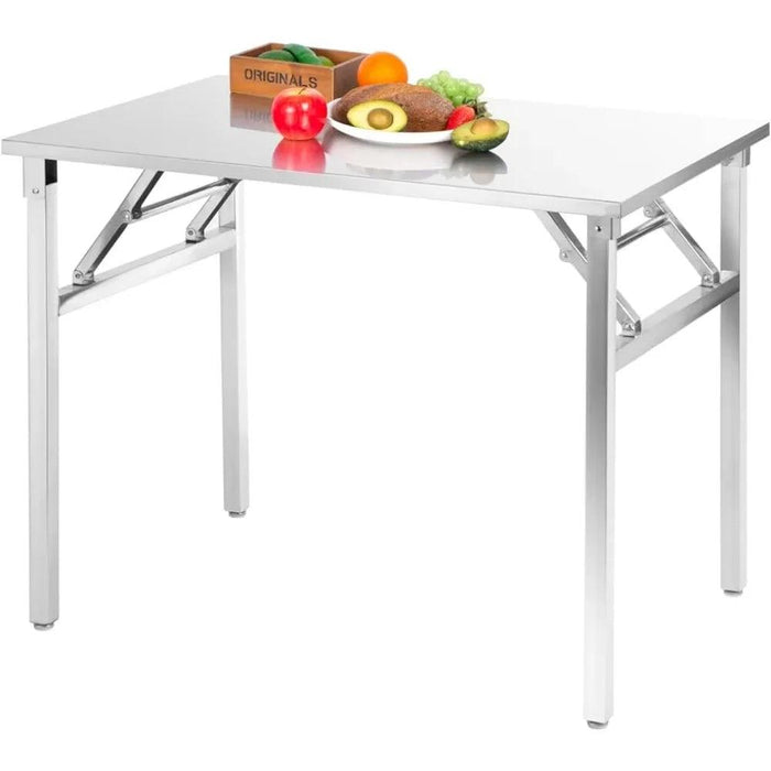 Compact Stainless Steel Folding Table - 36"x24" with Adjustable Height for Effortless Transport and Storage